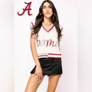 New! QUEEN OF SPARKLES Licensed Pearl ‘BAMA’ Knit Sweater Vest Oversized